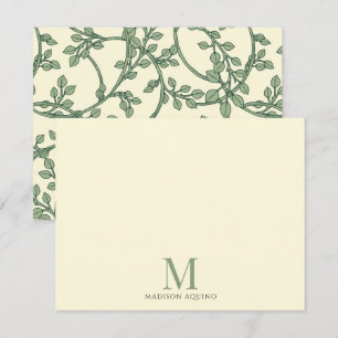 Elegante Blumenvignetten mit Monogramm Mitteilungskarte