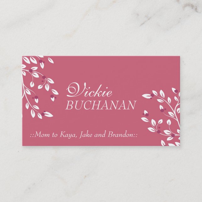 Elegante BlumenVisitenkarte Telefonnummerkarte (Vorderseite)