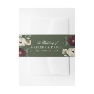 Elegante Blumenwald Grüne feierliche Hochzeit Einladungsbanderole