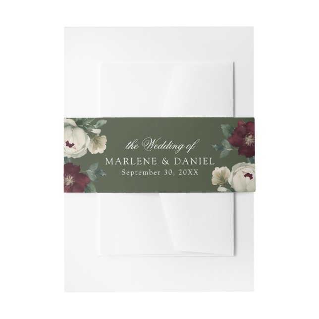 Elegante Blumenwald Grüne feierliche Hochzeit Einladungsbanderole (Vorderseite Beispiel)