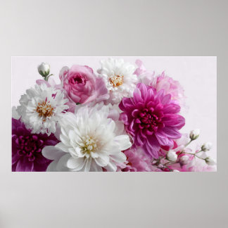 Elegante Blumenwandkunst-Dekoration – Botanische B Poster