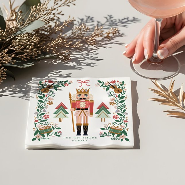 Elegante Blumenweihnachtskugel Serviette (Elegant Floral Christmas Nutcracker Ballet Musical Napkins)