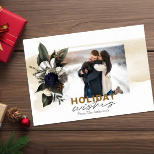 Elegante Blumenwinters Holiday wünscht Foto-Karte Einladung
