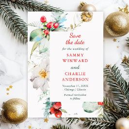 Elegante Blumenwinters Wedding Save the Date Einladung