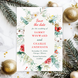 Elegante Blumenwinters Wedding Save the Date Einladung