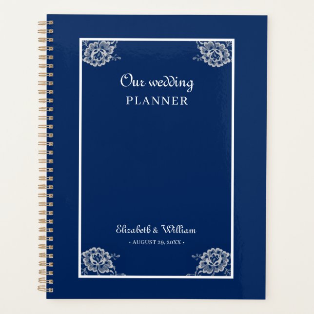 Elegante Blumenzange auf Blue Wedding Planer (Vorderseite)
