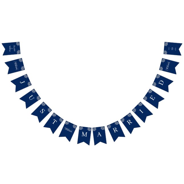 Elegante Blumenzange auf Blue Wedding Wimpelkette (Alle)