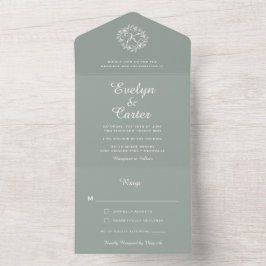 Elegante Blumenzeremonie Grüne Hochzeit  All In One Einladung
