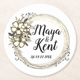 Elegante Blumenzeremonie Personalisiert Runder Pappuntersetzer