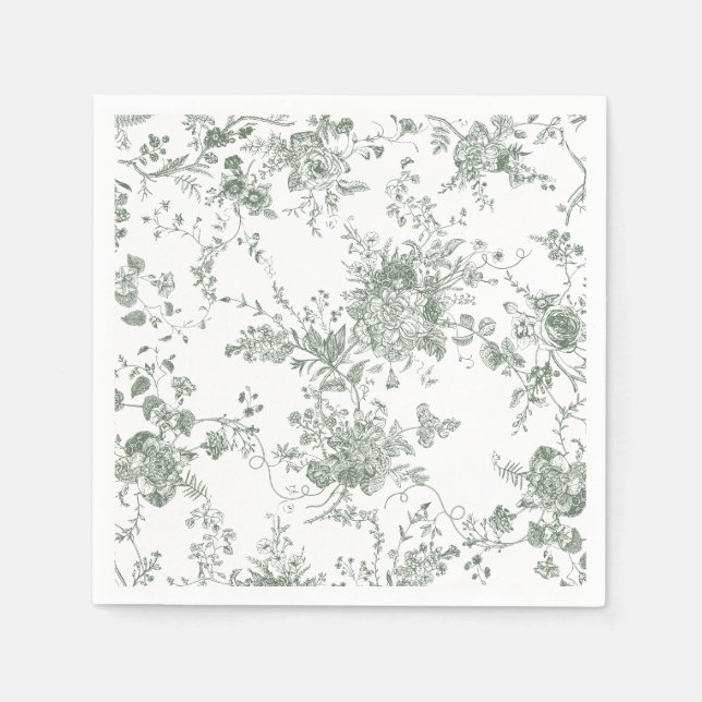 Elegante Blumenzwiebelsaft Grüne Hochzeit Serviette (Vorderseite)