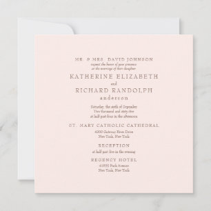 Elegante Blush 2 Venue Quadratische Hochzeitsfeier Einladung