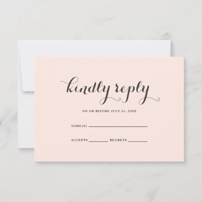 Elegante Blush and Gray Wedding RSVP Card (Vorderseite)