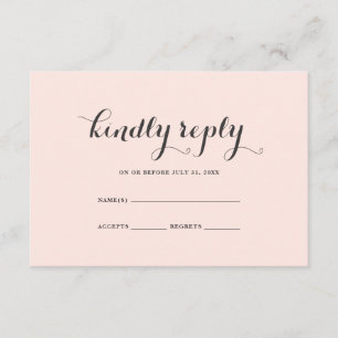 Elegante Blush and Gray Wedding RSVP Card Karte