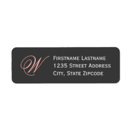 Elegante Blush Black Script Monogram Rücksendeadre