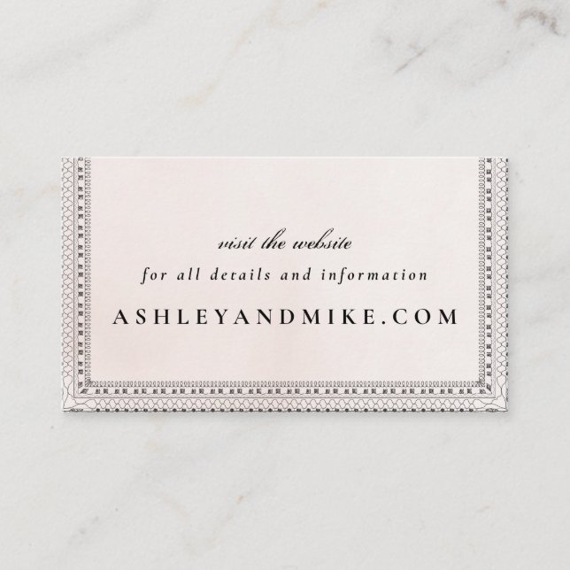 Elegante Blush & Black Watercolor Lace Mini Websit Begleitkarte (Vorderseite)