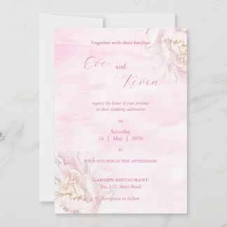 Elegante Blush Bloral Wedding Einladung - Bearbeit