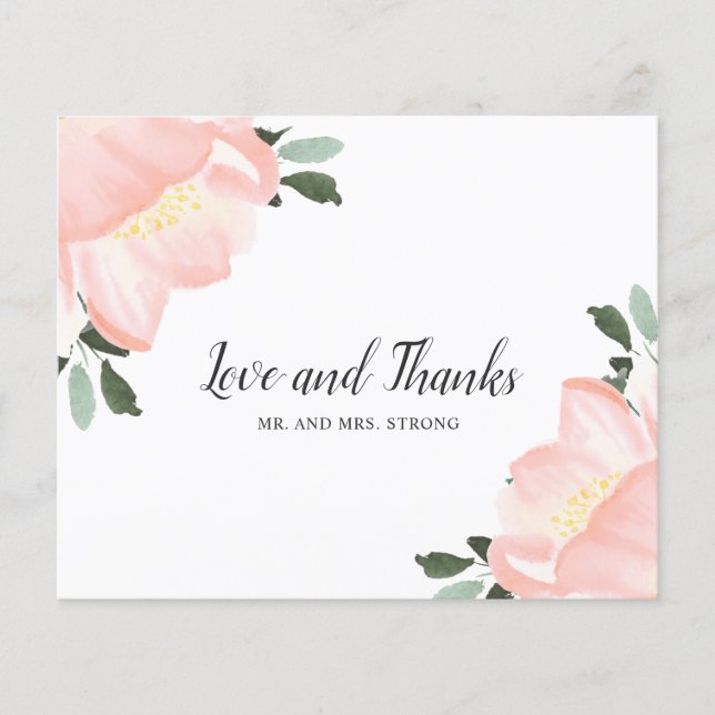 Elegante Blush-Blues-Hochzeit Dankeschön-Karte (Vorderseite)