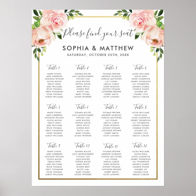 Elegante Blush Blues Hochzeitsstift Poster (Vorne)