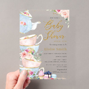 Elegante Blush Blumenstrauß Party Kinderdusche Acryleinladungen