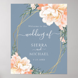 Elegante Blush Blush Gold Peach Floral Wedding Poster