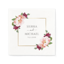 Elegante Blush Burgundy Floral Gold Wedding