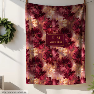 Elegante Blush Burgundy Gold Aquarell Gemütliches  Fleecedecke