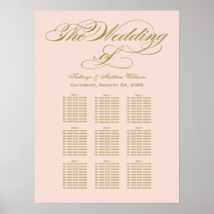Elegante Blush Calligrafy Hochzeitsstift Poster