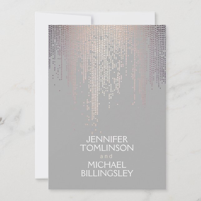 Elegante Blush Confetti Punkte auf leicht grau Einladung (Vorderseite)