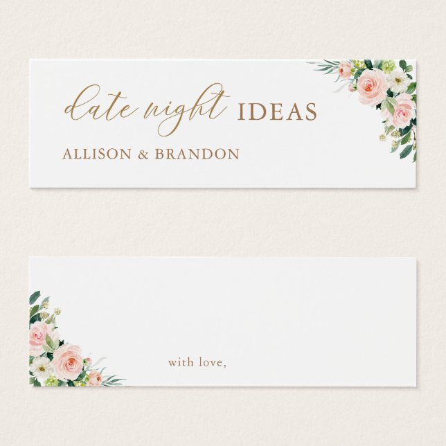 Elegante Blush Date Night Ideas Polterabend Card (Vorne & Hinten)