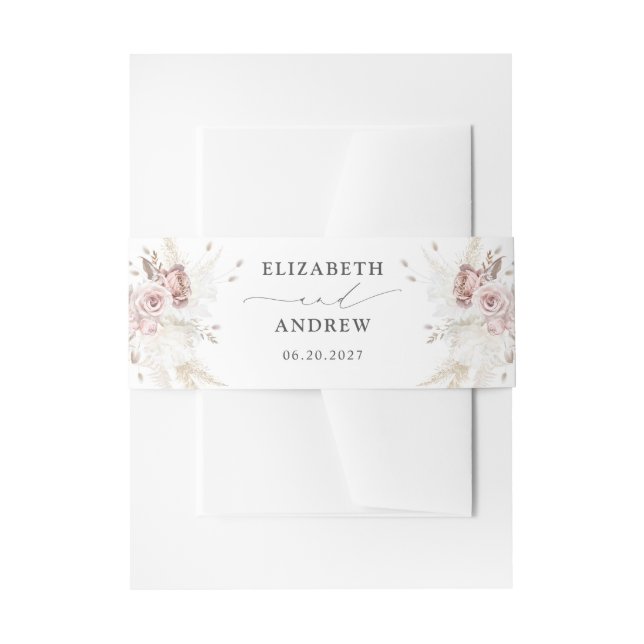 Elegante Blush Dusty Rose Blumenzehen Einladungsbanderole (Vorderseite Beispiel)