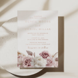 Elegante Blush Dusty Rose Wedding Rose Gold Folieneinladung