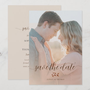 Elegante Blush Fall Bloral Wedding Save the Date Einladung