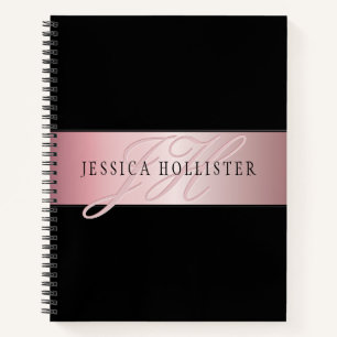 Elegante Blush Faux Roségold   Name & Initialen Notizbuch