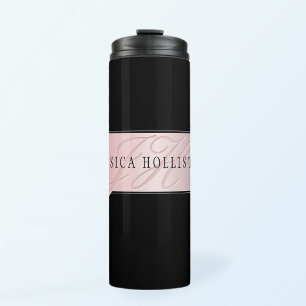Elegante Blush Faux Roségold Name & Initialen Thermosbecher