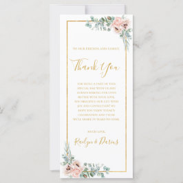 Elegante Blush Floral 4x9 Danke Empfang Card