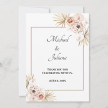 Elegante Blush Floral Danke Karte