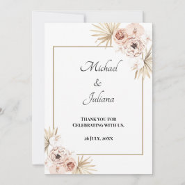 Elegante Blush Floral Danke Karte