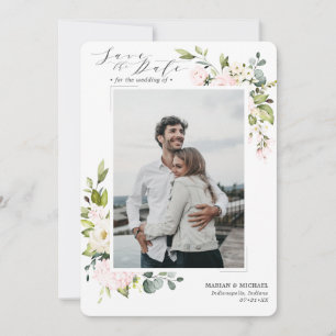 Elegante Blush Floral & Eukalyptus Wedding Save The Date