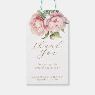 Elegante Blush Floral Gold Weiße Gastgeschenk Hoch Geschenkanhänger