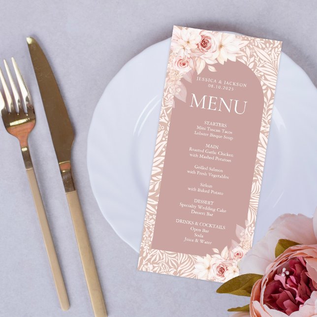 Elegante Blush Floral Menu Card Programm (Von Creator hochgeladen)