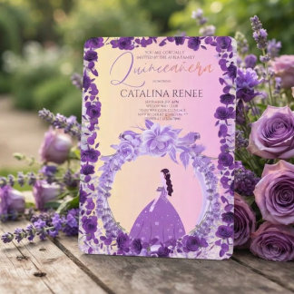 Elegante Blush Floral Quinceañera Einladung
