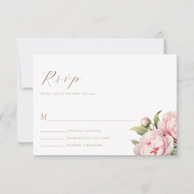 Elegante Blush Floral Wasserfarbe Moderne Hochzeit RSVP Karte (Vorderseite)