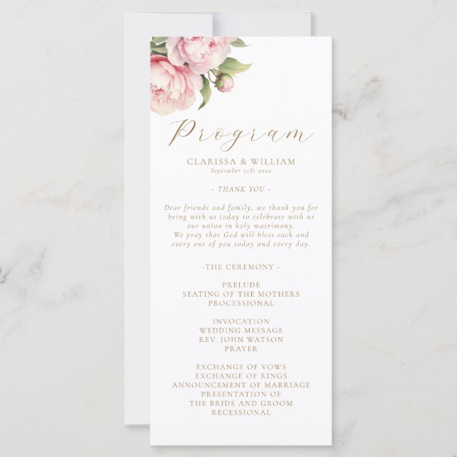 Elegante Blush Floral Wasserfarbe Weiße Hochzeit (Vorderseite)