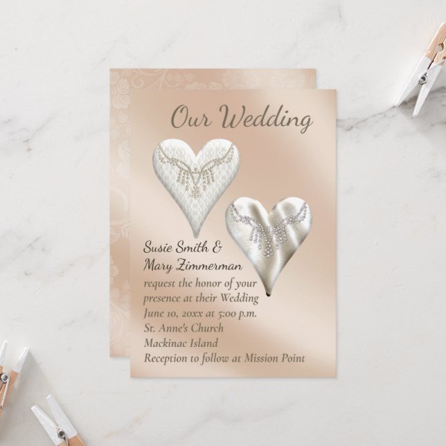 Elegante Blush Gay Wedding Einladung (Vorderseite/Rückseite Beispiel)