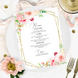 Elegante Blush Geometric Wedding Menu Card Menükarte<br><div class="desc">Eine schicke Kalligraphy Wedding Menu Card. I do offer a free customisation service,  if you have any anfragen or special requests,  please feel free to contact me.</div>