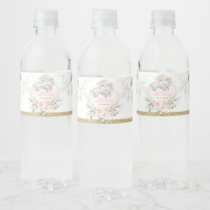 Elegante Blush Gold Floral Baby Elephant Dusche