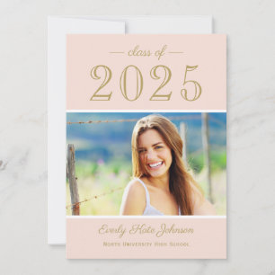 Elegante Blush Gold Foto Graduation Party 2024 Einladung