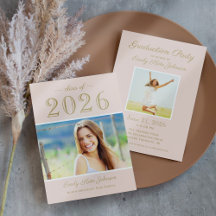 Elegante Blush Gold Foto Graduation Party 2025
