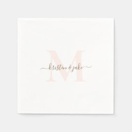 Elegante Blush & Gold Monogram Swash Wedding Serviette