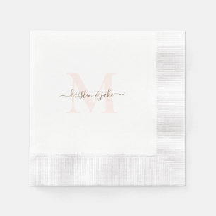 Elegante Blush & Gold Monogramm Swash Hochzeit II Serviette